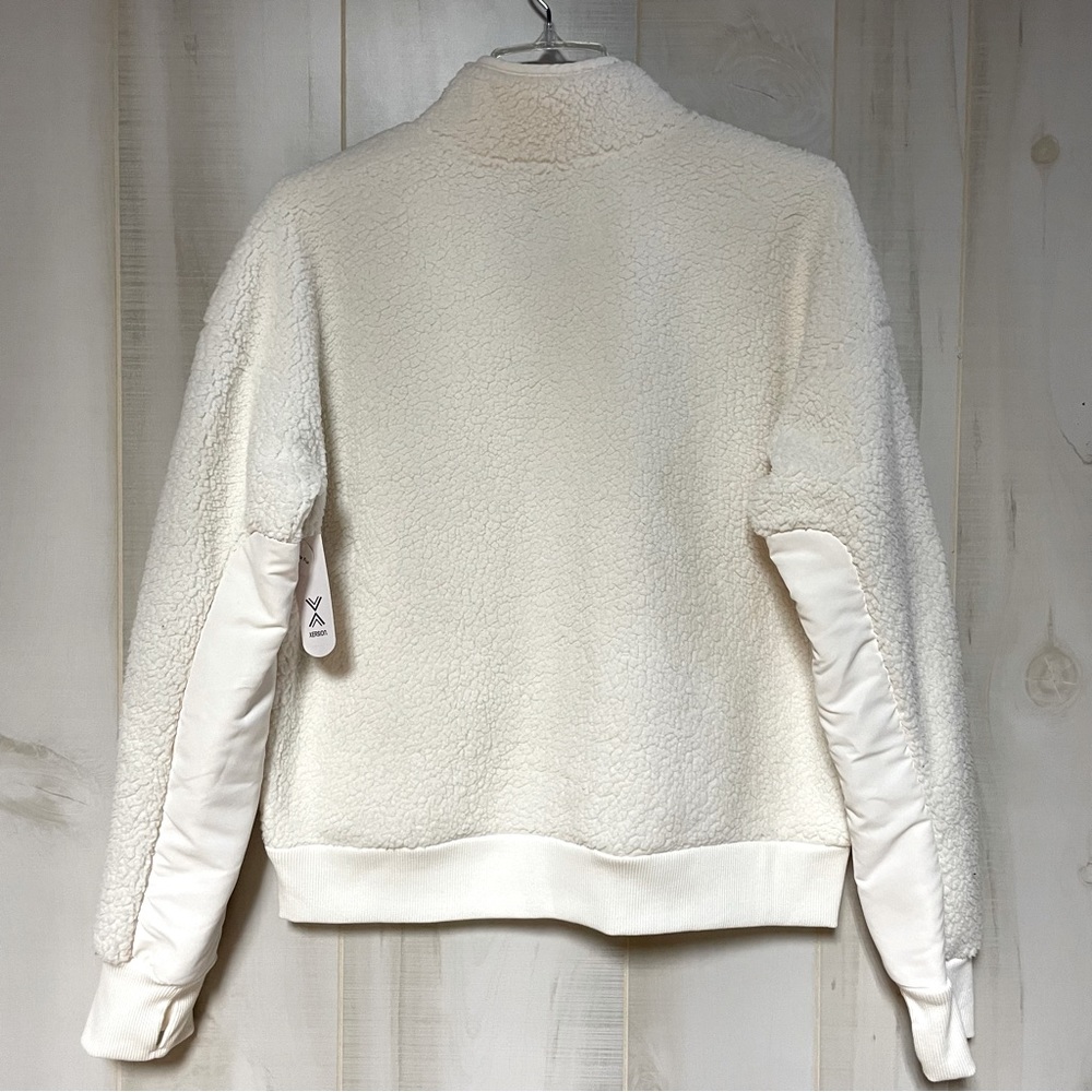 Xersion NWT Cream Sherpa Zip Jacket With Front Pockets, Sz M - Picture 2 of 5